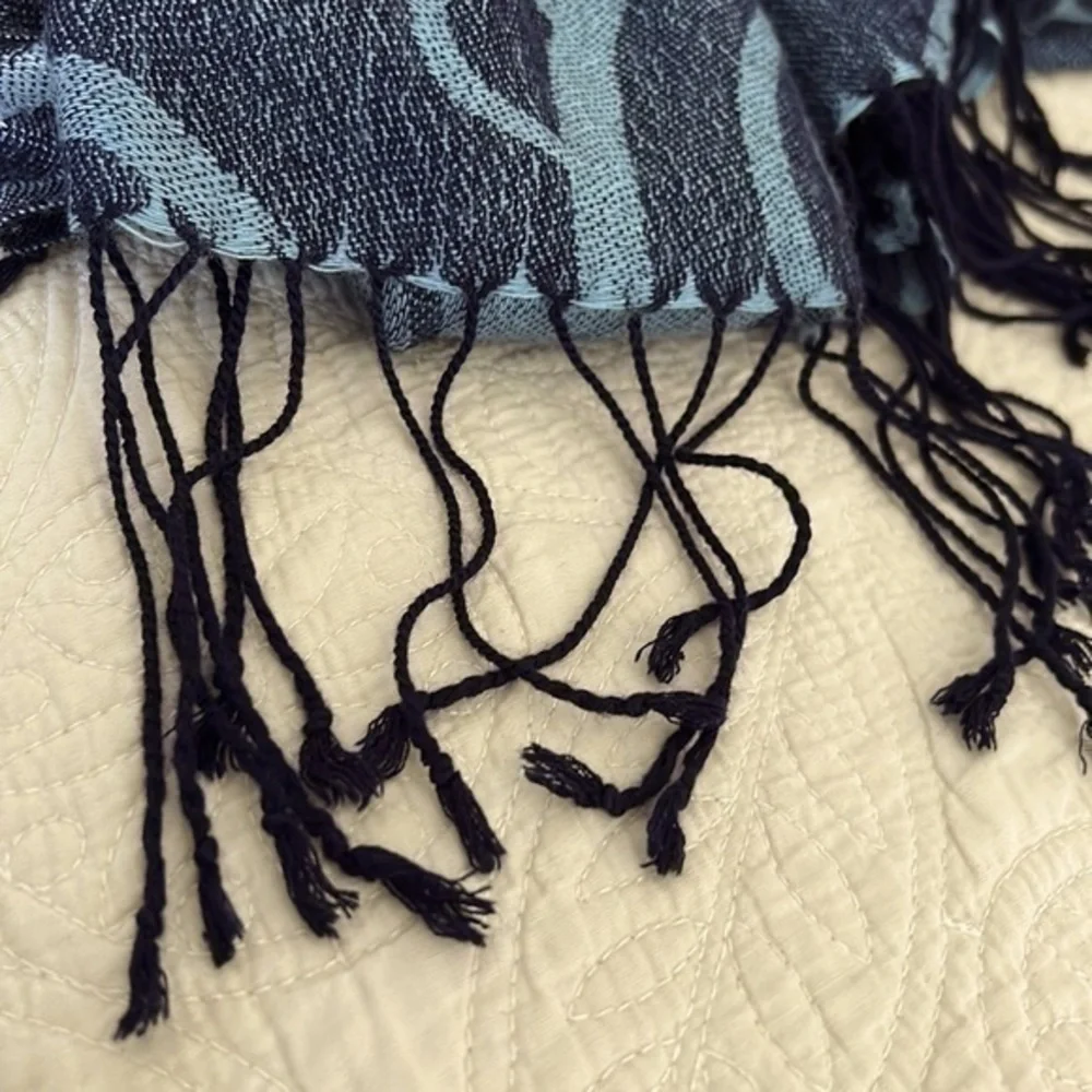 Scarf Pashmina 70% & 30% Silk Blue Circles Design